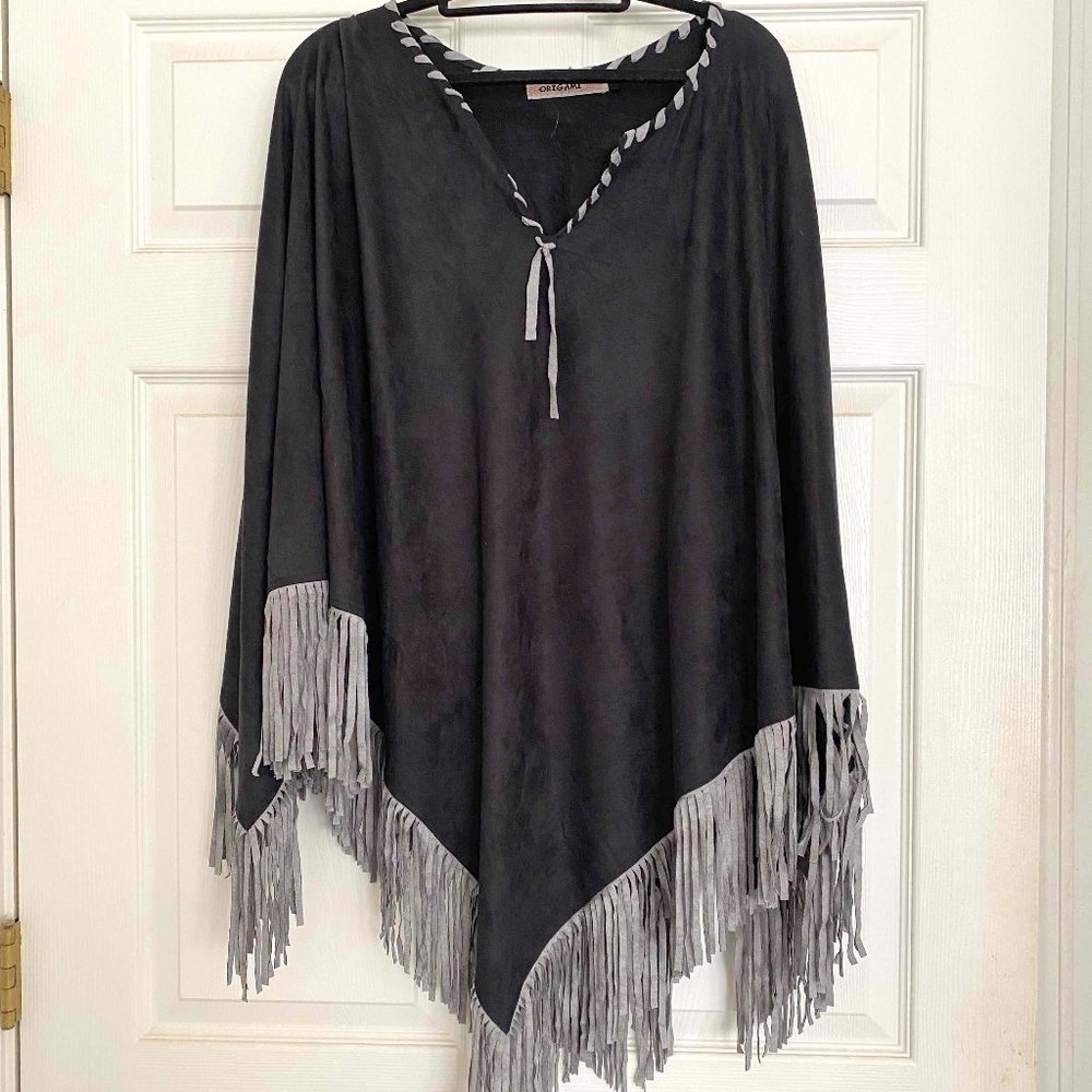 Womens Origami Faux Suede Poncho NWOT